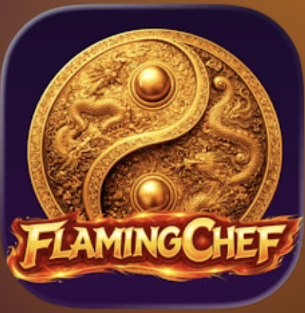 Icona dell'app FlamingChef con emblema yin-yang dorato